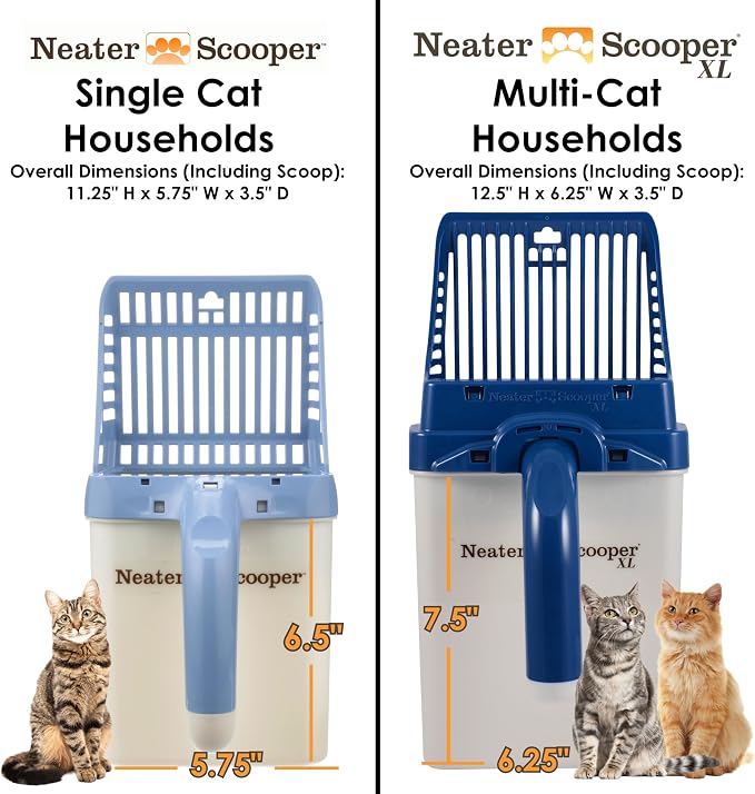 Neater Pet Brands Neater Scooper XL Cat Litter Scoop, 60 Refill Bags – Extra-Large Capacity Mess-Free Cat Litter Scooper with Bag for Large & Multiple Cats, Spill-Proof Litter Box Scooper with Holder