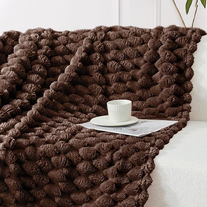 Whale Flotilla Soft 3D Jacquard Fleece Throw Blanket for Couch Bed, Coffee | Super Cozy Lightweight Plush Fluffy Throw, Luxury Decorative All‑Season Couch Cover Blanket for Sofa & Office Chair, 50"x60"