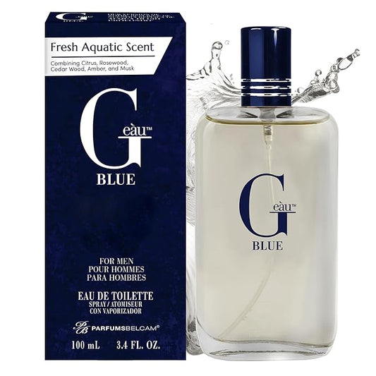 PB ParfumsBelcam G Eau Blue Eau de Toilette Spray – Men’s Cologne, Long-Lasting Summer Fragrance for Men and Teen Boys, Perfume para Hombre – 3.4 Fl Oz – Fresh Blue Scent