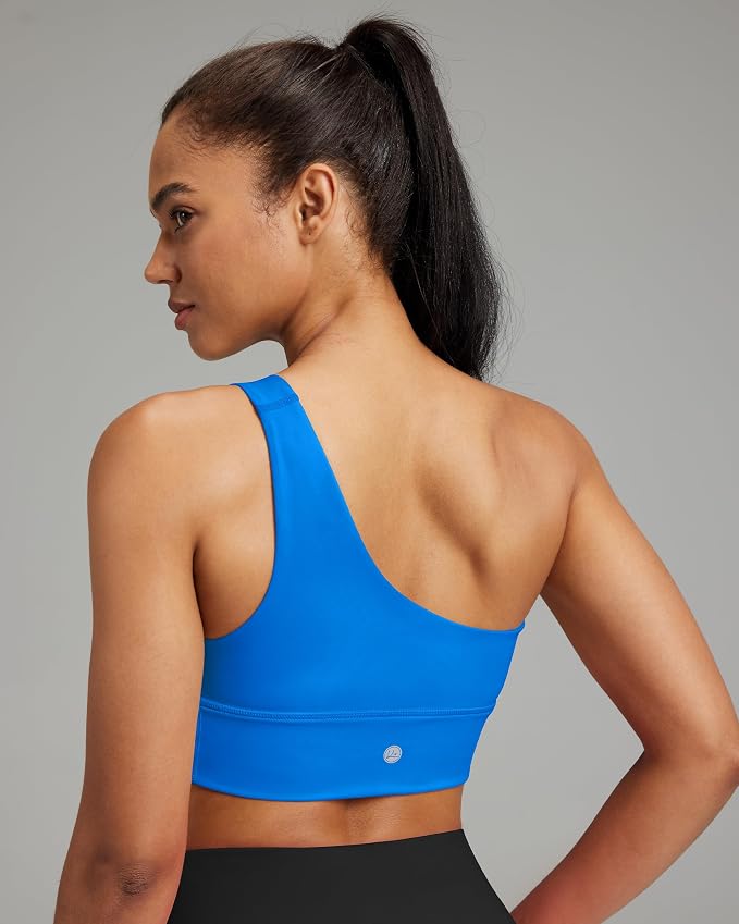 Queenie Ke Womens One Shoulder Sports Bra Left Side Strap Yoga Bras Gym Training Workout Crop Tops