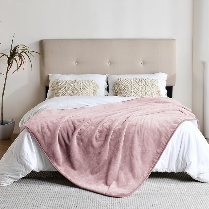 Soft Waterproof Blanket for Bed Couch Sofa, Dusty Pink, 60x80 inches | Liquid Pee Proof Pet Blanket for Dog Puppy Cat, Reversible Sherpa Fleece Blanket for Couch Cover, Furniture Protector