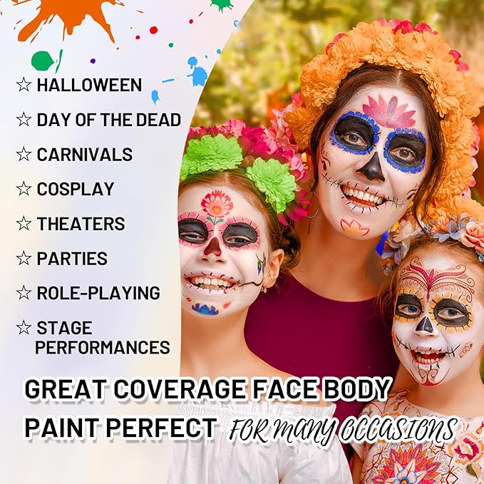 Blue Water Based Face Body Paint, 2.37 OZ Large Tube Full Coverage Face Paint for Avatar Smurfs Mermaid Cosplay Makeup, Washable Royal Blue Body Painting Cream for Adult Halloween SFX Makeup