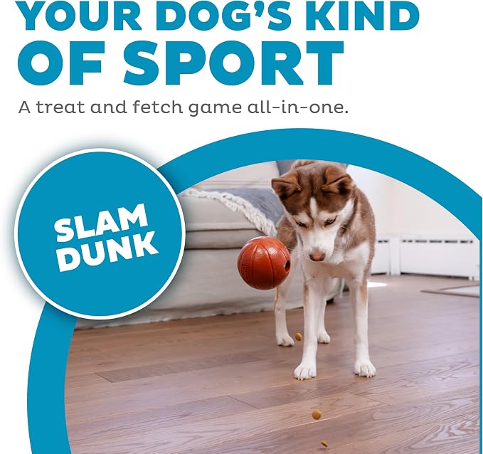 Outward Hound by Planet Dog Basketball, Durable Treat-Dispensing Dog Ball, Interactive Fetch Toy, Orbee-Tuff, Mint Scented, BPA-Free, for Indoor & Outdoor Play, Brown