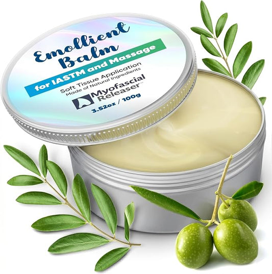 Myofascial Releaser Emollient Balm for IASTM & Gua Sha – Non-Greasy Massage Balm for Tool Glide and Bodywork – Natural, Hypoallergenic, Unscented Massage Balm Alternative to Oil (100g)
