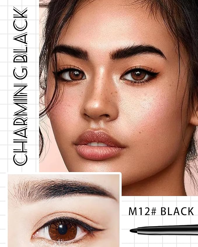 Black Gel Eyeliner for Older Women,Gel Eye Liner Pencil Waterproof Smudgeproof,Matte Cream Eyeliner Waterline with Sharpener Retractable Eyebrow Liner Makeup Pen Mature Women Sensitive Eye 1 Pc
