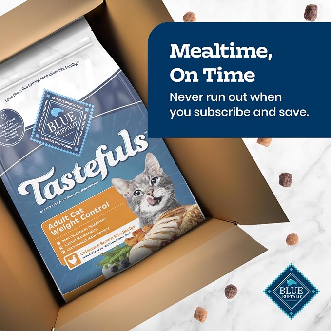 Blue Buffalo Tastefuls Chicken Weight Control Dry Cat Food, 15 lb | Real Chicken First, Adult Formula, No Chicken By-Product, Corn, Wheat, or Soy