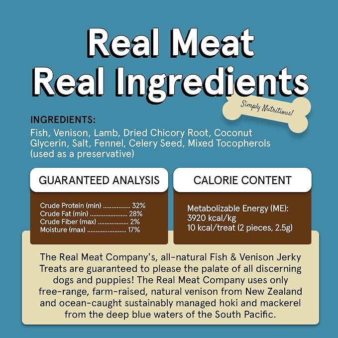 TRMC Real Meat Dog Treats - Two 12oz Bag of Bite-Sized Air-Dried Fish & Venison Jerky for Dogs - Grain-Free Jerky Dog Treats Made up of 95% All-Natural, Free-Range Venison & Ocean-Caught Fish
