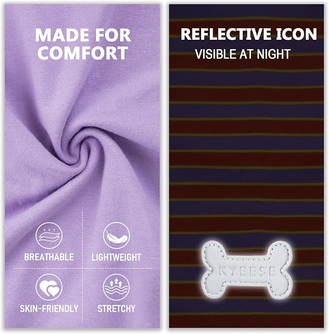 KYEESE 2Pack Cotton Dog Shirt for Large Dogs Soft Striped Tank Top | Reflective for Safety, Lightweight & Breathable, Gentle on Sensitive Skin, Stretchy & Free to Move, Comfortable Daily Wear