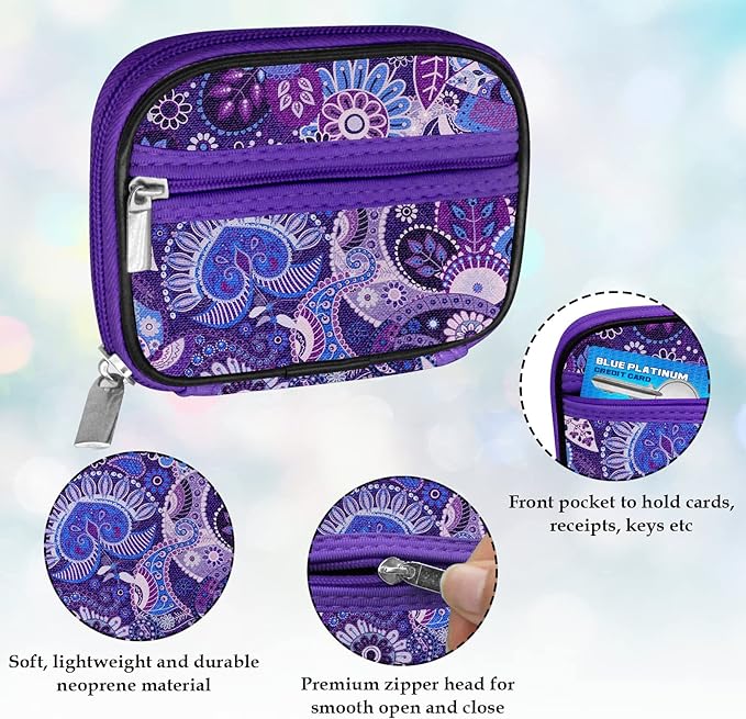 Serfeymi Weekly Travel Pill Organizer Pill Case for Purse with Removable 7 Day Pill Box, Fashionable Travel Medicine Organizer Pill Container for Medicine, Vitamin, Supplement - Black 03 + Purple 01