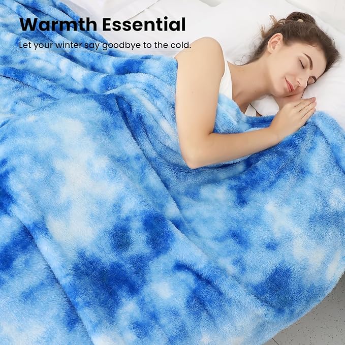 obinsm Blue Fleece Throw Blanket King Size, Fuzzy Big Blankets for Bed | Warm Lightweight Plush Blanket for Women Adults Room Decor