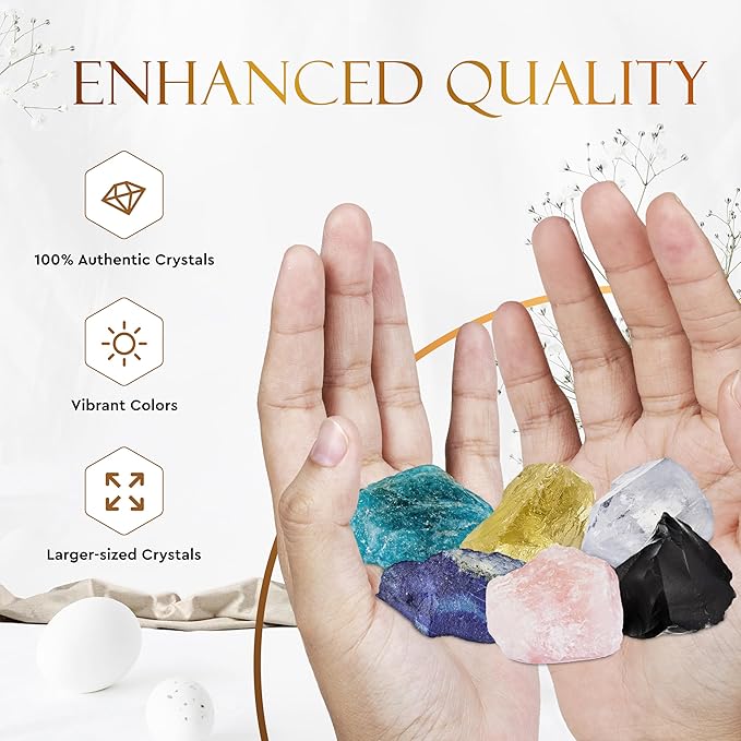 Wyspell Libra Crystal Set - 6 Raw Libra Crystals and Healing Stones - Zodiac Gifts for Women - Libra Birthday Gifts for Women - Astrology Gifts for Women - Zodiac Crystal Set - Healing Gifts