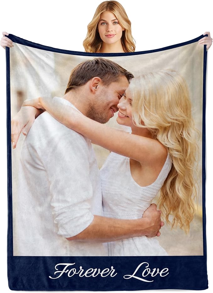 Personalized Blanket Gifts for Mom, Custom Blanket with Photos Text | Personalized Mothers day Fathers Day Christmas Anniversary Birthday for Women Men Her Him Mom Dad Couple Girlfriend Boyfriend