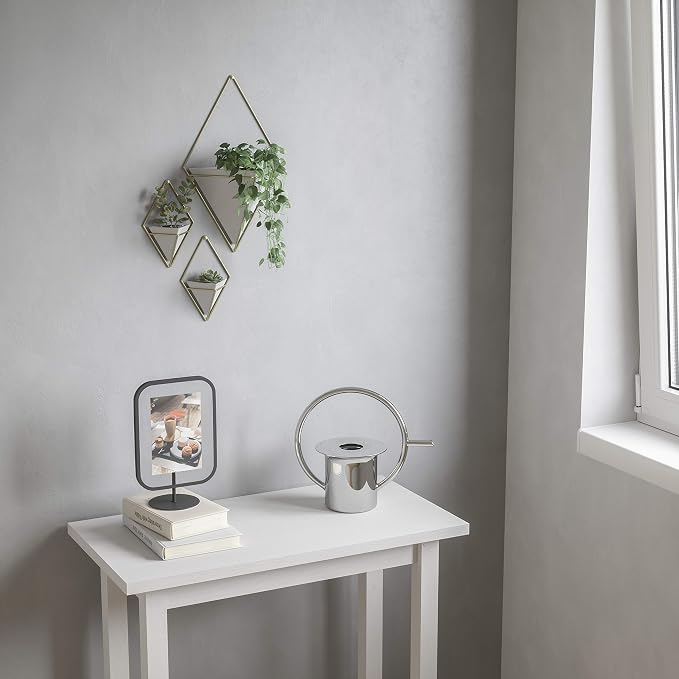 Umbra Trigg Hanging Planter for Small Plants, Set of 2, Small, White/Brass