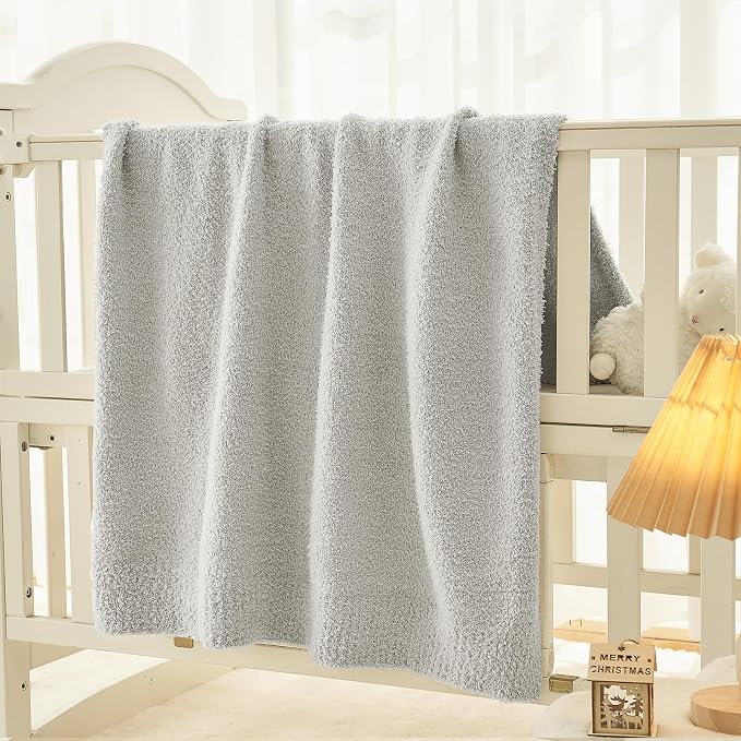 Kids Throw for Boys and Girls 30 x 40 inches, Soft Cozy Cute Swaddle Fleece Throw, Light Grey