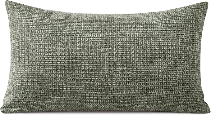 OTOSTAR Linen Throw Pillow Cover Set of 1 Decorative Lumbar Pillowcases Cushion Covers 16x24 Inch for Home Decor Sofa Bedroom Car 40 x 60CM Olive Green
