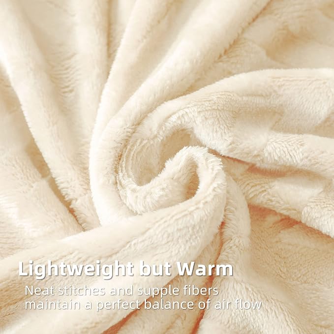 Whale Flotilla Flannel Fleece Fall Bed Blanket Twin Size, Ivory | Lightweight Breathable Soft Bedspread, Plush Fluffy Coverlet Chevron Design Decorative Blanket for Home Life, 60x80 Inch