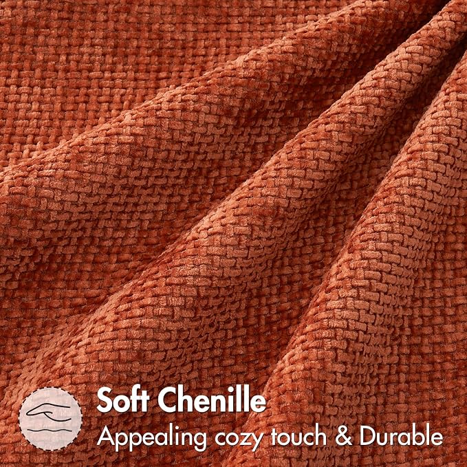 MIULEE Fall Decorative Couch Throw Pillow Covers 18x18 Burnt Orange 2 Pack | Modern Boho Accent, Soft Chenille Pillow Covers, Farmhouse Cushion Cases for Home Decor Bed Sofa Living Room