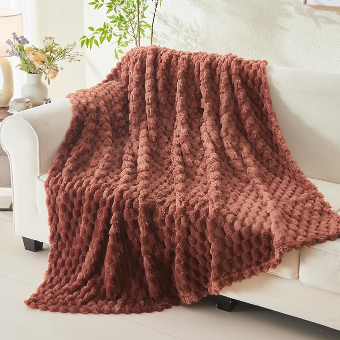 NEWCOSPLAY Fleece Clouds Cozy Twin Blanket for Couch, Coffee, 60"x80" | Premium Silky Flannel Blanket, Soft Lightweight Fluffy Throw Blanket for Bed Sofa Decor, Gift for All Season Use
