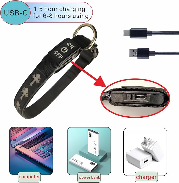 Light Up Glow Dog Collar with Chinese Style AirTag Holder