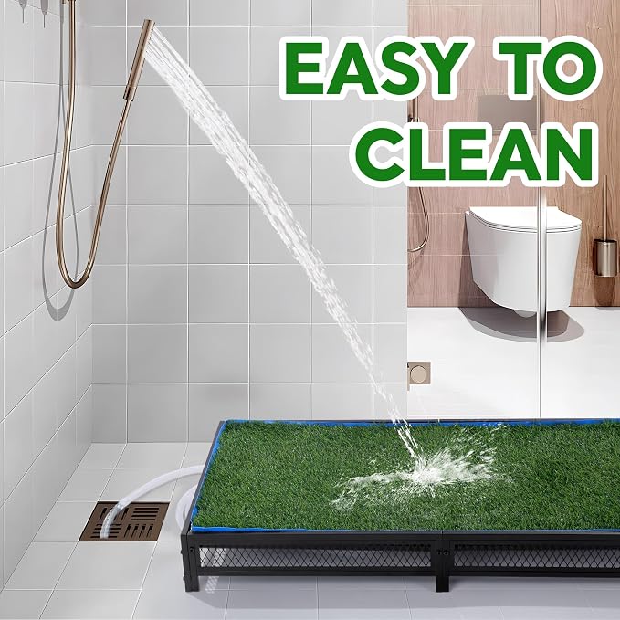 HOMBYS Grass Potty for Dogs with Drain, Artificial Grass Pet Litter Box Tray for Medium & Larhe Dog, Puppy Porch Toilet for Patio, Indoor & Outdoor Use(47" L x 23" W x 6" H)