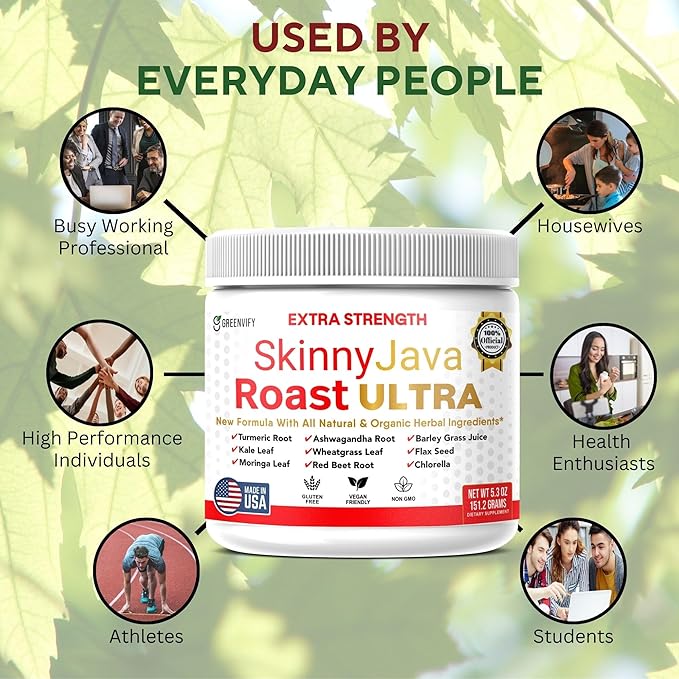 SkinnyJava Roast Ultra Extra Strength Supplement, All Natural & Organic Herbs, 5.3 oz, with Turmeric, Ashwagandha, Moringa (2)