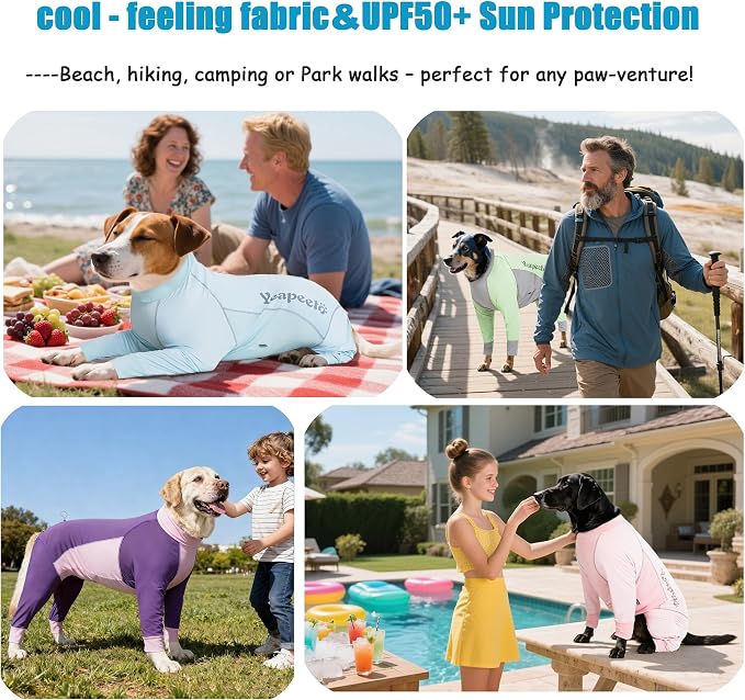 Dog Sun Protection Cooling Suit UPF 50+, Quick-Dry Breathable Jumpsuit for Large & Medium Dogs, Outdoor Dirt-Resistant Shedding Control Pet Apparel (Berry Purple, 2X-Large)