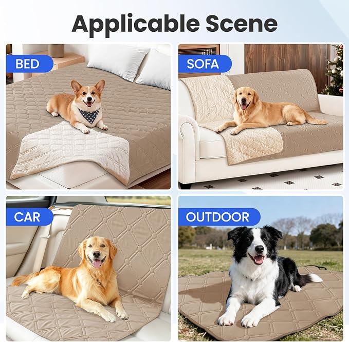 Waterproof Couch Covers for Pets, Waterproof Dog Bed Cover, Anti-Slip Soft Dog Blankets, Couch Cover for Dogs Washable, Pet Blanket for Puppy Large Dogs Cat (82x120 Inch, Khaki)