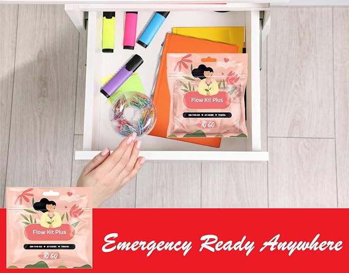 Flow Kit Plus | Bulk Period Kit with Disposable Underwear, Maxi Pads, Pantiliners and Feminine Wipe for Schools