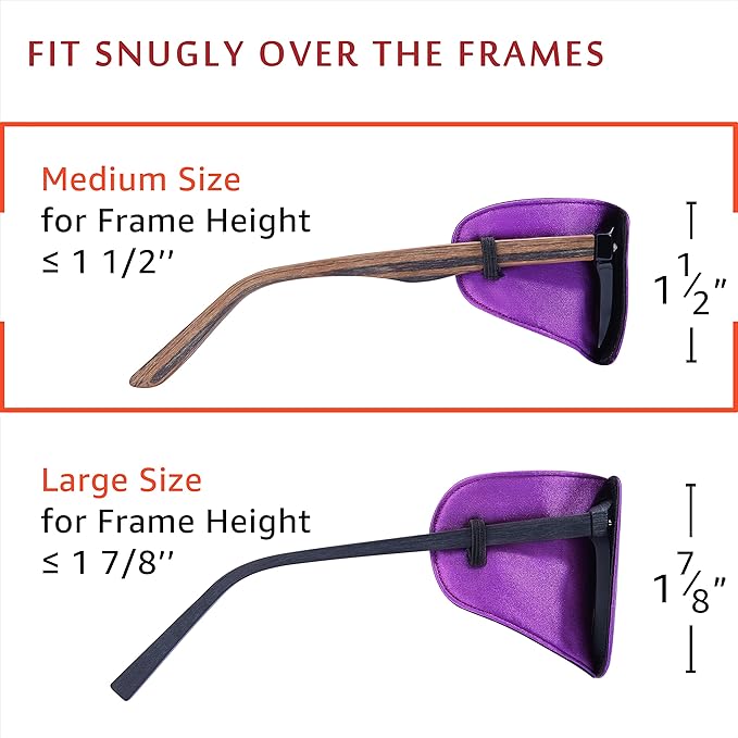 Astropic Silk Eye Patch for Adults Kids Glasses to Cover Either Eye (Medium, Violet)