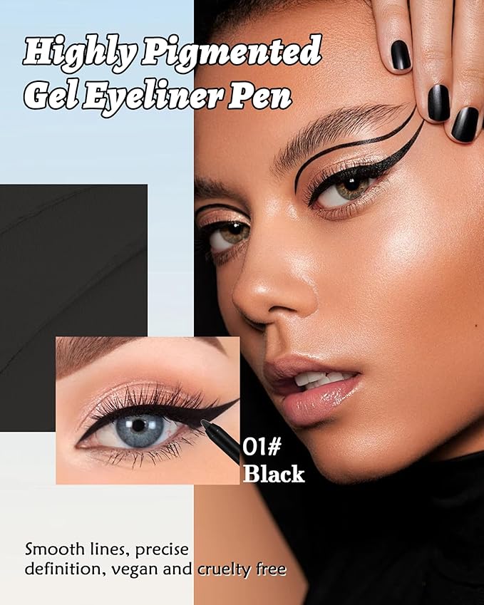 Waterline Gel Eyeliner Pencil, Black Matte Waterproof Long Lasting Cream Eye Liner Pencil with Sharpener, Hypoallergenic Highly Pigmented Smudge-Proof Precision Smooth Eyeliner Makeup Pen for Women-01