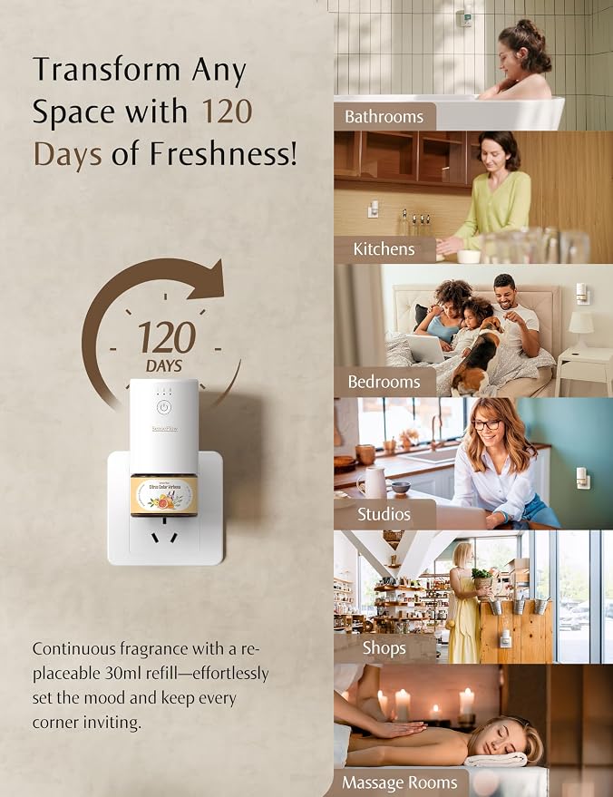 Essential Oil Refill 1.02oz/30ml - Free SF101 Waterless Aromatherapy Diffuser, Covers 1000 Sq Ft, 120-Day Natural Scent,Provençal Breeze
