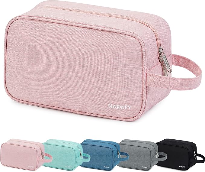 Narwey Travel Toiletry Bag for Women Traveling Dopp Kit Travel Bag for Toiletries Cosmetic Bag Makeup Bag Medicine Bag for Traveling (Pink)