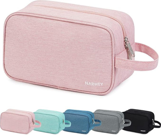 Narwey Travel Toiletry Bag for Women Traveling Dopp Kit Travel Bag for Toiletries Cosmetic Bag Makeup Bag Medicine Bag for Traveling (Pink)