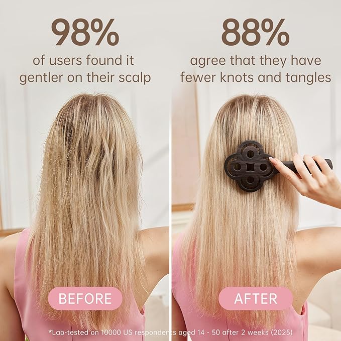 Simetra Detangler Hair Brush for Women and Men, Holiday Present - Original Detangling Brush for Curly Hair/Wet & Dry Hair, Natural Boar Bristles Hairbrush - Natural Crystal Inlay & 14K Gold Plating