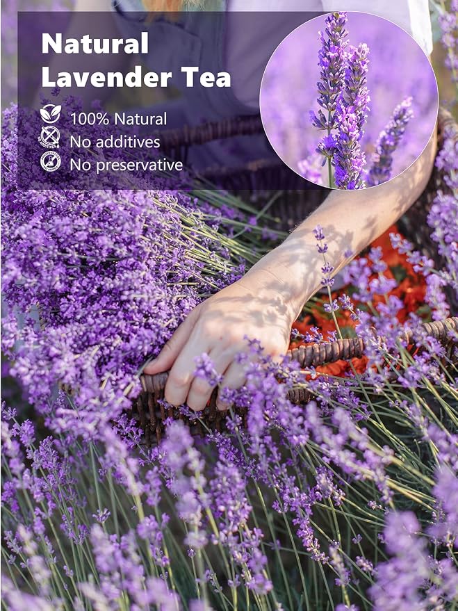 TeeLux Lavender Flowers Tea, Dried Lavender Buds for Drinks, Baking, DIY Beauty, Crafts, Sachets, Delightful Aroma, Caffeine-free, 114g/4oz