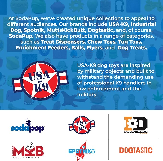SodaPup USA-K9 Stars & Stripes – Durable Dog Ball Toy & Chew Toy Made in USA from Non-Toxic, Pet-Safe, Food Safe Natural Rubber for Bonding, Mental & Physical Exercise, Problem Chewing, Calming & More