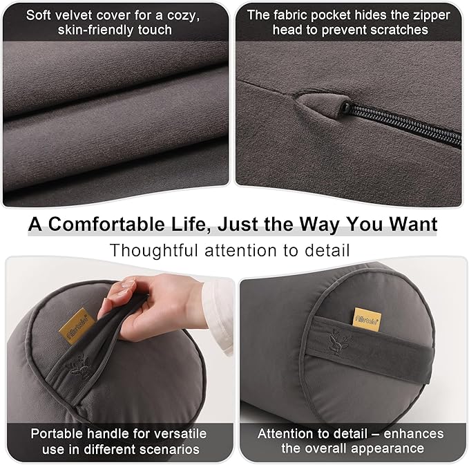 Body Pillow for Adults,Long Round Pillow,Big Cylindrical Pillow,Large Full Bolster Pillows for Side Sleepers (Steel Gray, 47.24"*7.87")