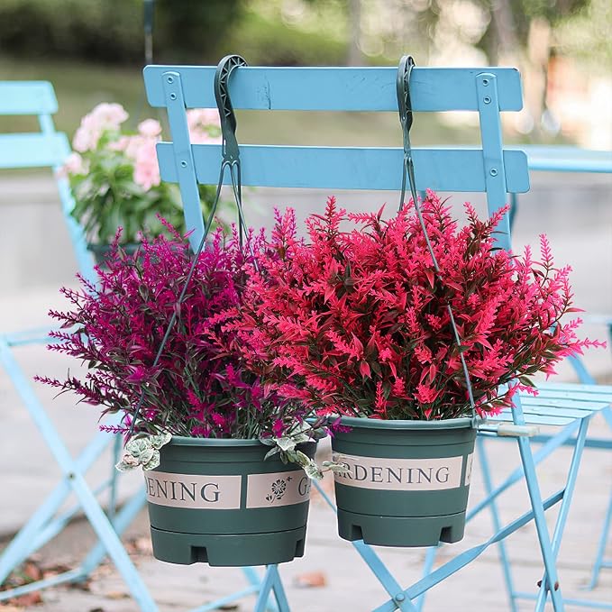 RECUTMS 36Packs Spring Decoration Artificial Flowers Outdoors Fake Greenery | Fake Shrubs Greenery Plants Indoor UV Resistant Plastic Boxwood Faux Flowers for Outdoor Planter Home Garden Porch Decoration