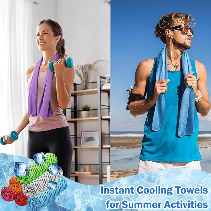 30Pack Cooling Towels Bulk Ice Microfiber Wraps for Neck and Face | Large Size 40"x12" Breathable Soft Chilly Sweat Rag Neck Towels for Workout Gym Yoga Golf Running Sport Dark Blue