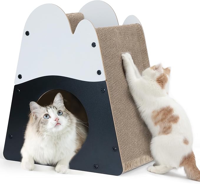 FUKUMARU Cardboard Cat Scratcher, 19.5 Inch Cat Scratching House Indoor | Mountain Shape Vertical Cat Scratcher, Durable Cat Scrathing Pad Board, Kitten Scratching Post for Large Cat, Safe & Secure
