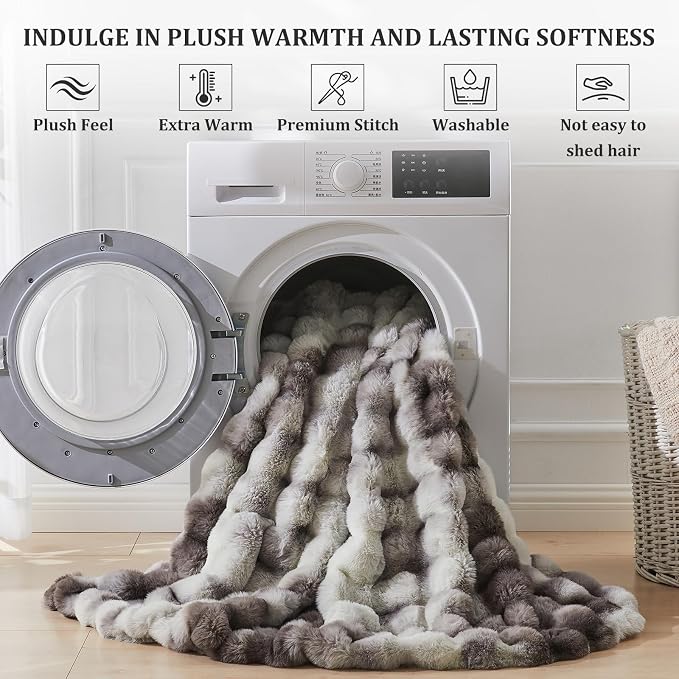 Faux Fur Twin Blanket for Couch, 1000 GSM Cozy Fuzzy Fluffy Soft Plush Thick Bubble Sherpa Blanket for Sofa Bedroom Living Room, Mothers Day Birthday Gifts for Women Home Decor