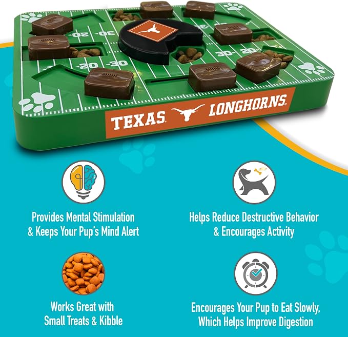 Pets First NCAA Texas Longhorns Puzzle Toy, Puzzle Treat Dog Toy, Interactive Dog Treat Toy, Dog Puzzle Feeding Slow Toy