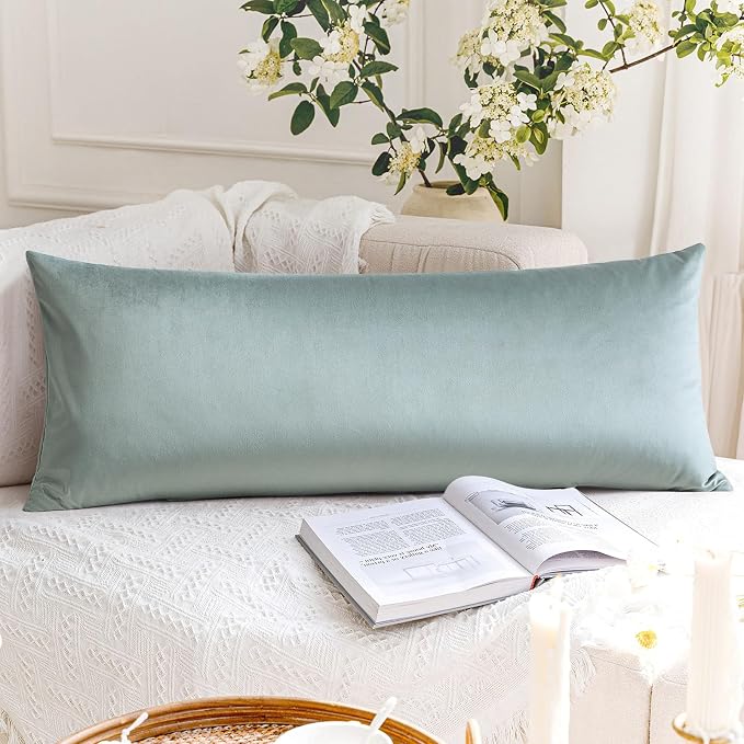 Artscope Luxury Velvet Lumbar Pillow Cover Super Soft Decorative Rectangle Throw Pillow Covers Case Cushion Covers for Sofa Couch Bedroom Car Decor 14x36 Inch Light Grey