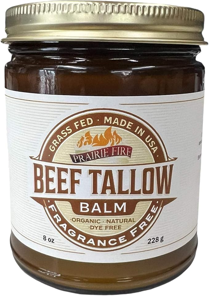 Grass Fed Beef Tallow Balm - 8 oz - Made in USA - Organic Grass Fed and Finished - Moisturizing Skin Care Orange