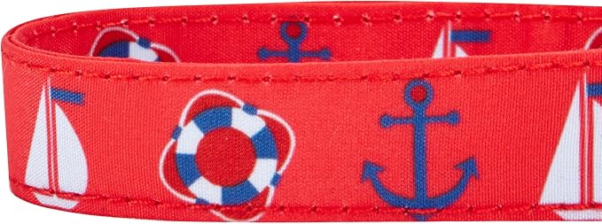 Blueberry Pet 4 Patterns Cardinal Red Nautical Sailboat Designer Adjustable Tie Dog Collar, Medium, Neck 14.5"-20"