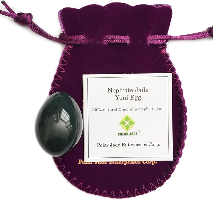 Polar Jade Undrilled Nephrite Jade Stone Egg – Small Size (35 × 25 mm) | 100% Natural Canadian Jade, Smooth Hand-Polished with Certificate of Authenticity & Velvet Pouch