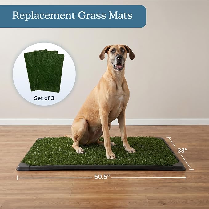 PETMAKER Artificial Grass Pee Pads for Dogs, 3 Pack, 50.5” x 33” | Replacement Turf Artificial Grass Pads for Indoor and Outdoor Use, Washable Dog Litter Box for Puppy Potty Training