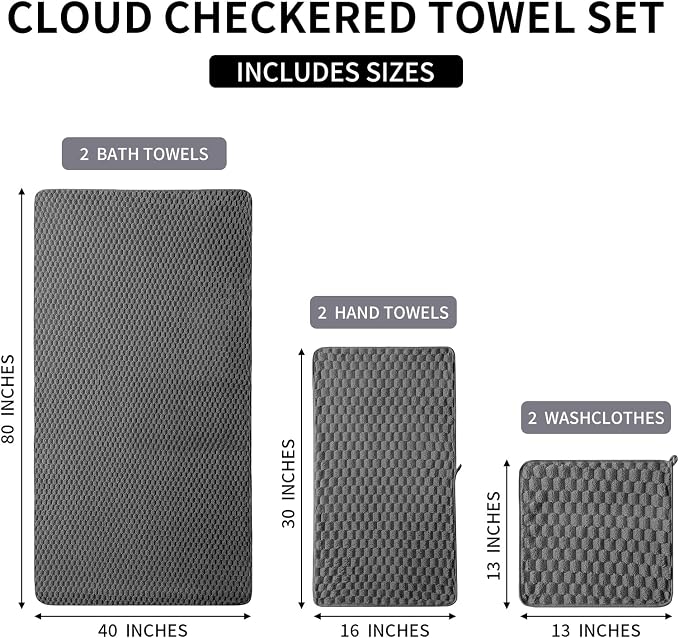 Oversized Bath Towels 40x80 Inches Extra Large Bath Sheets for Adults Super Soft Quick Dry Highly Absobent Microfiber Shower Towels for Bathroom（Charcoal Gray, 6Piece
