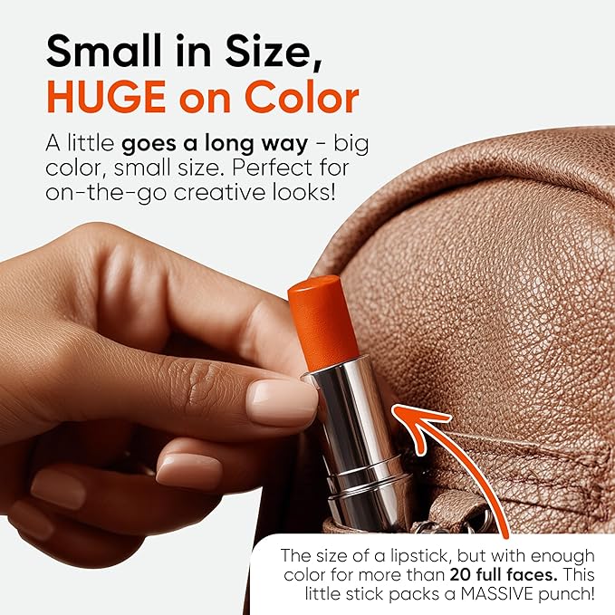 Blue Squid PRO Orange Face Paint Stick - Waterproof Body Paint for Adults & Kids Eye Black Baseball, Softball - Vegan Hypoallergenic Twist-Up Non-Toxic Makeup Stick for Cosplay, Sports & SFX