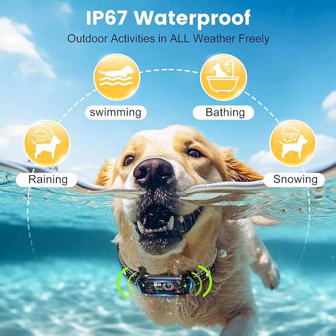 Bark Collar for Large Medium Small Dogs, Safe & Humane Bark Collar with Beep Vibration, Recordable & Rechargeable Bark Collars, Smart Protection Technology Waterproof Dog Training Collar